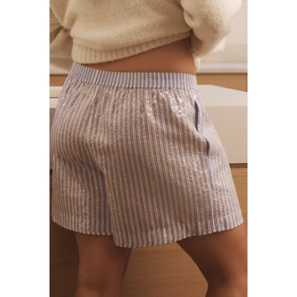 ANTHROPOLOGIE The Wren Boxer Shorts Sequin Edition in Light Blue Size Small - Picture 2 of 12